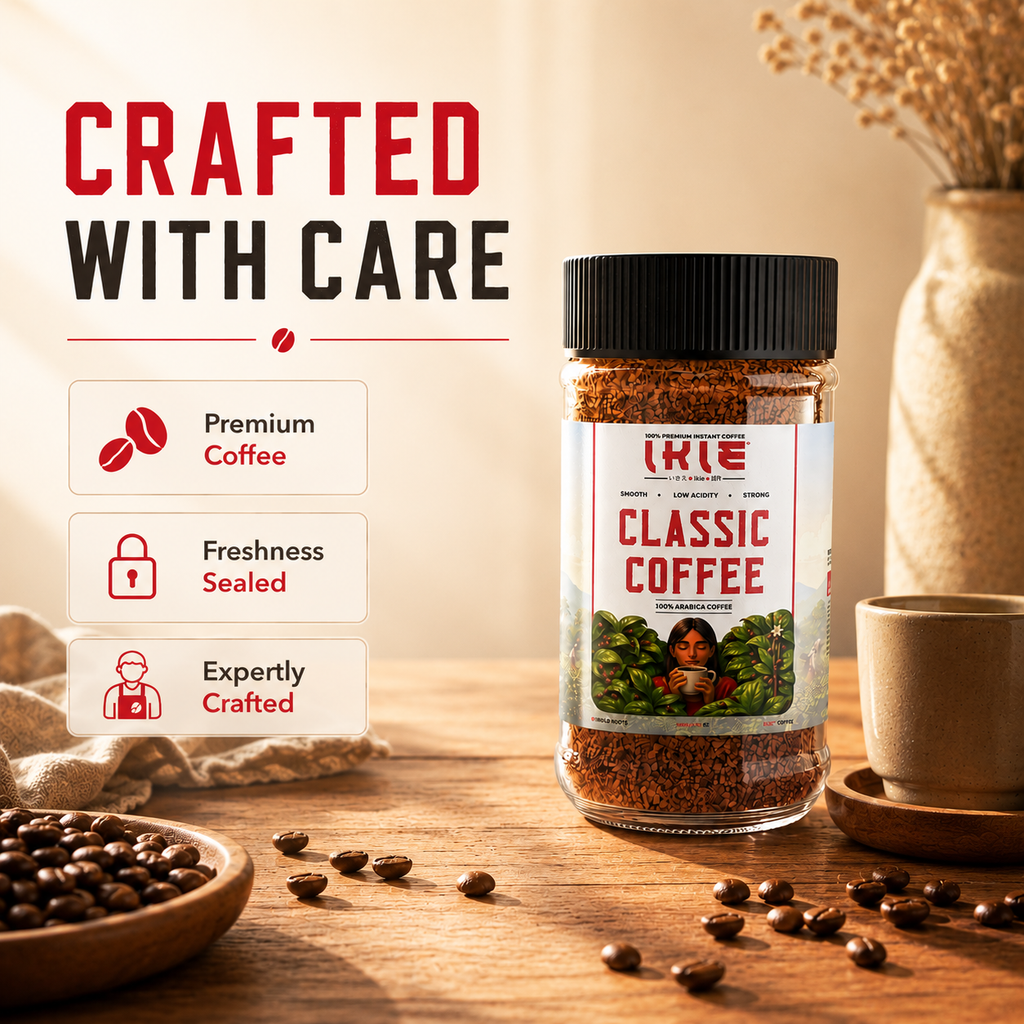 IKIE Classic Instant Coffee Powder | 100% Arabica Freeze-Dried | No Chicory | Rich Aroma & Bold Taste | Pure Black Coffee | 100g